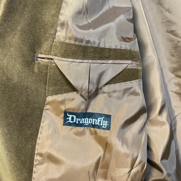 DRAGONFLY Velvet Blazer 2-Button Sport Coat Brown Punk Goth Jacket Jimi Rockstar - Picture 6 of 13